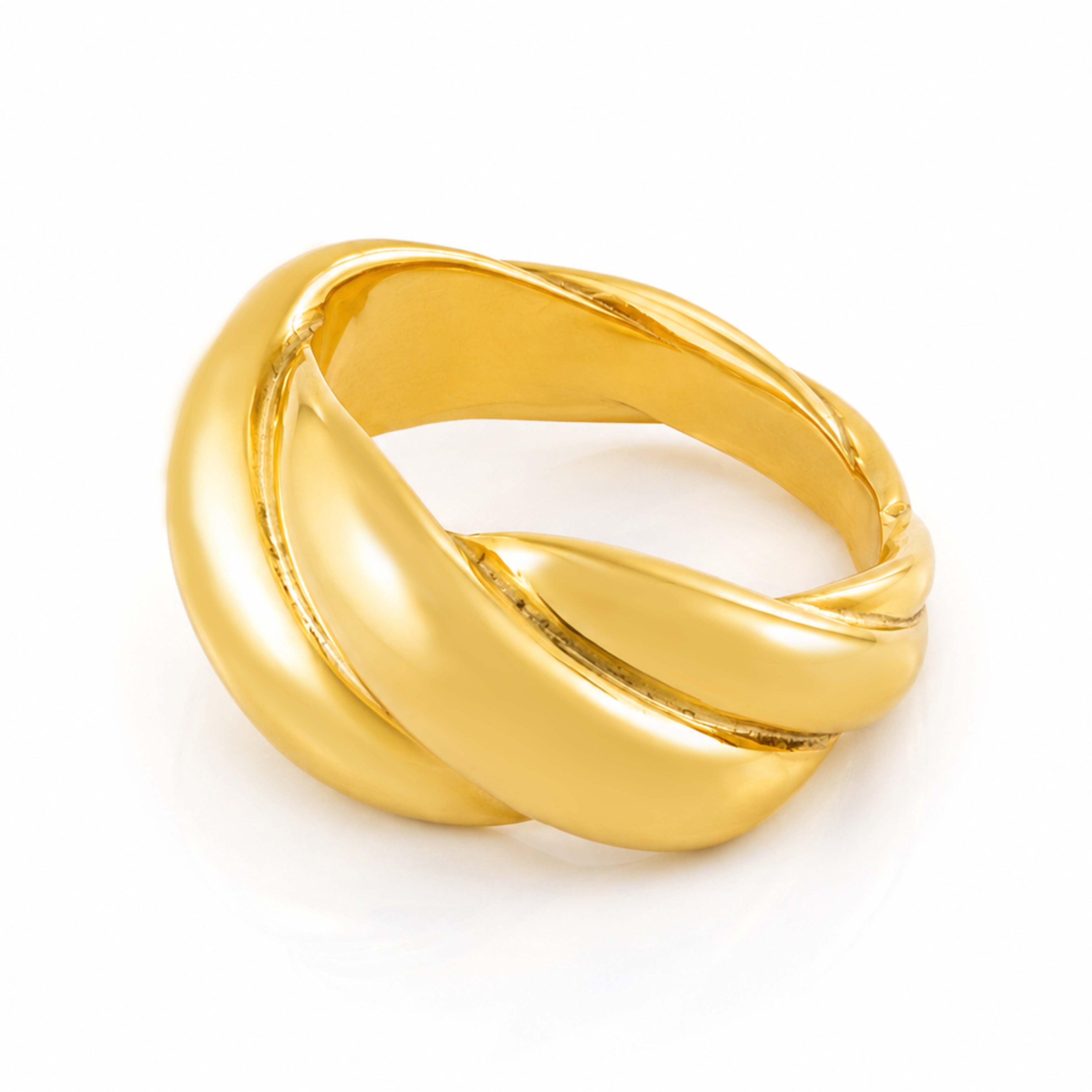 Golden Intertwined Grace 925 Sterling Silver Statement Ring