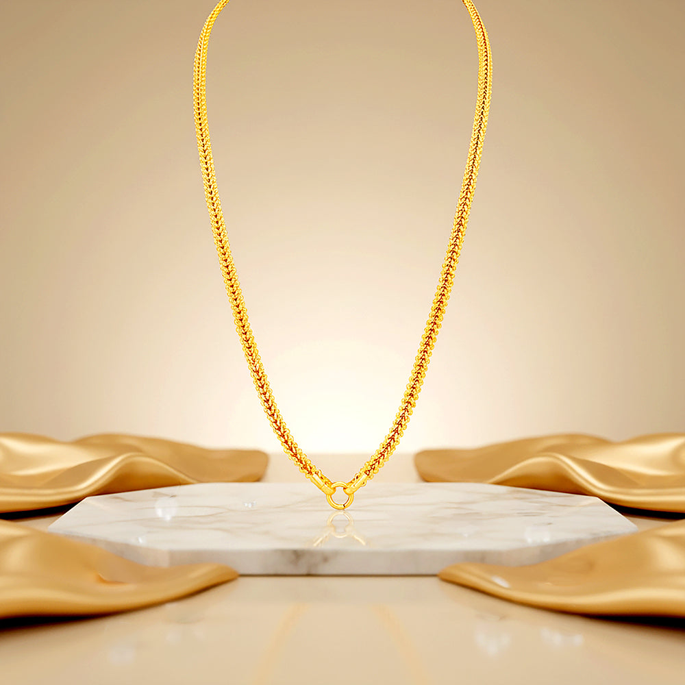 Golden Intricate Woven Link 925 Sterling Silver Thali Chain for Women