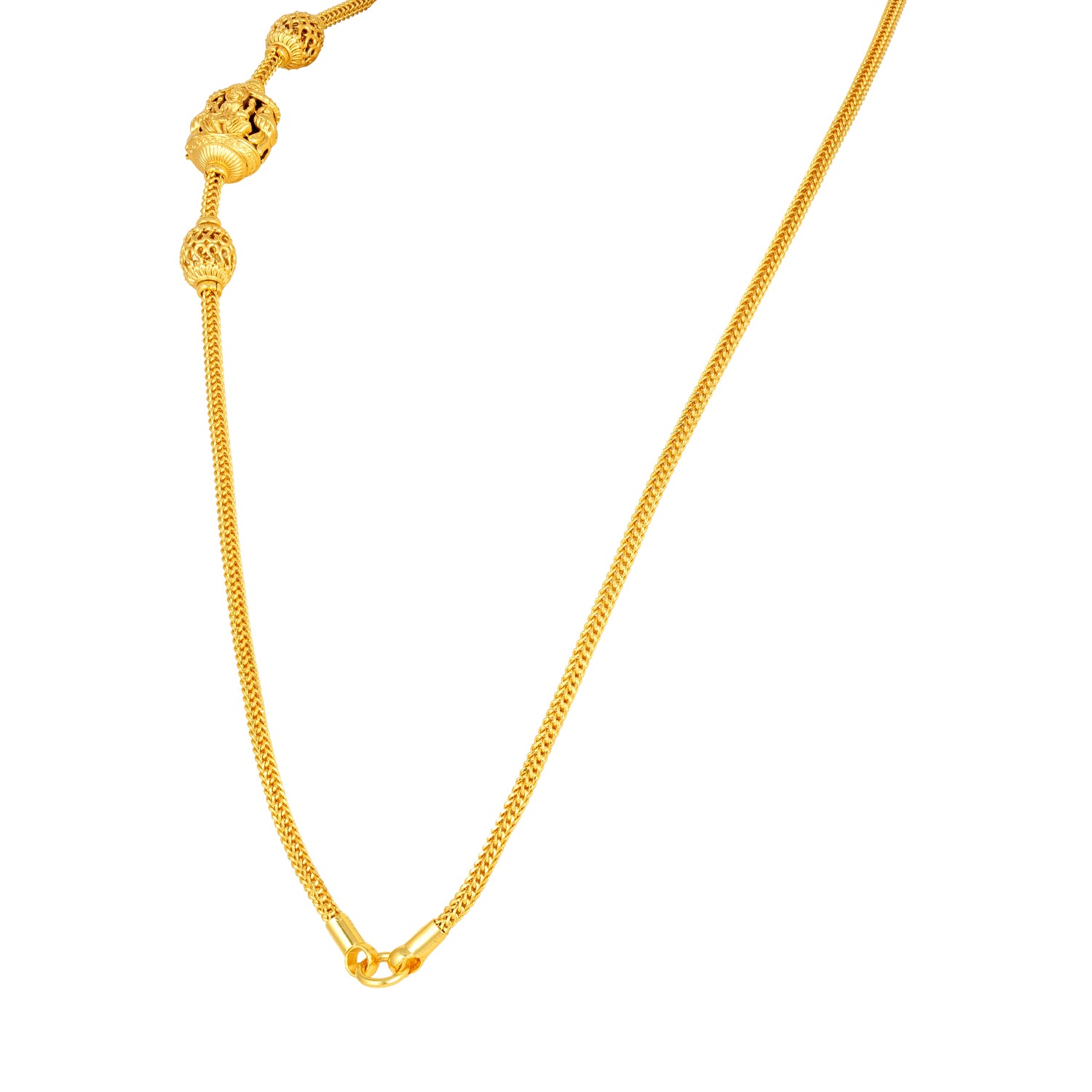 Golden Lakshmi Lotus Mugappu 925 Sterling Silver Thali Chain for Women