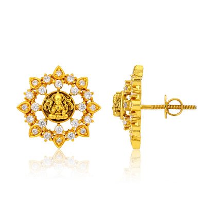 Golden Lakshmi Sparkling Teardrop Halo 925 Sterling Silver Earring for Women
