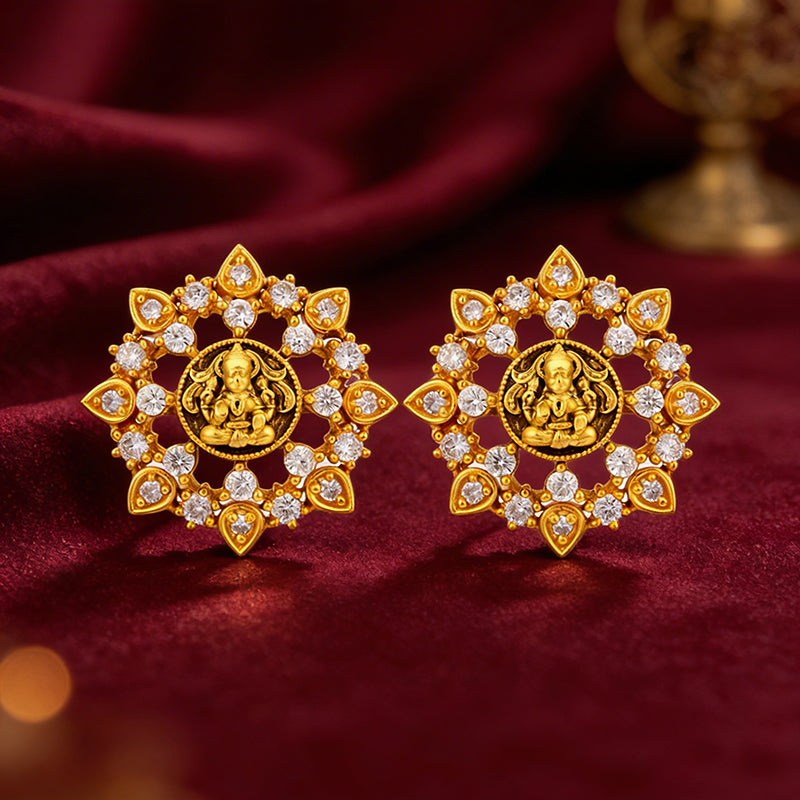 Golden Lakshmi Sparkling Teardrop Halo 925 Sterling Silver Earring for Women