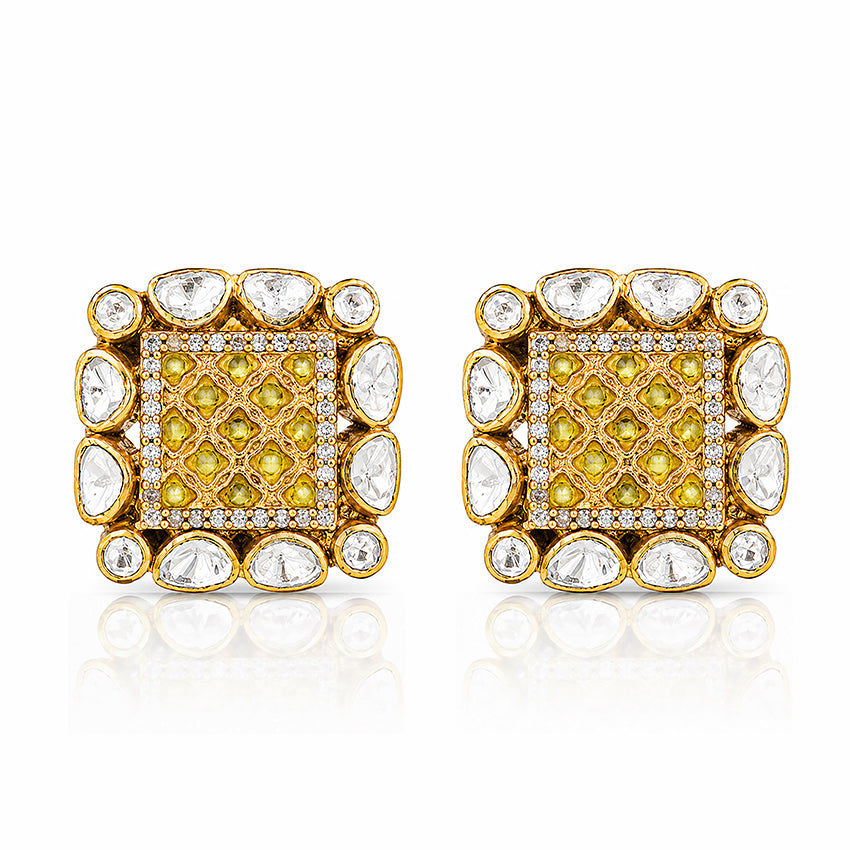 Golden Lattice Glow 925 Sterling Silver Earrings