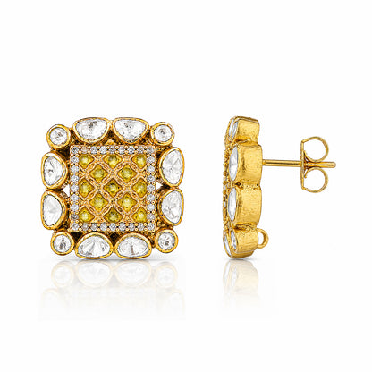 Golden Lattice Glow 925 Sterling Silver Earrings