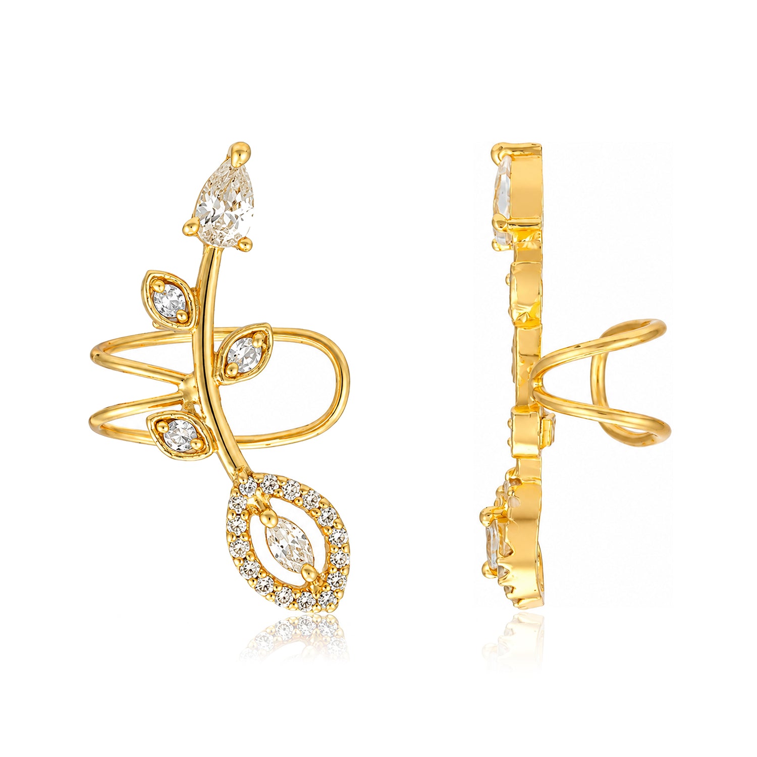 Golden Leaf Radiance 925 Sterling Silver Designer Earrings