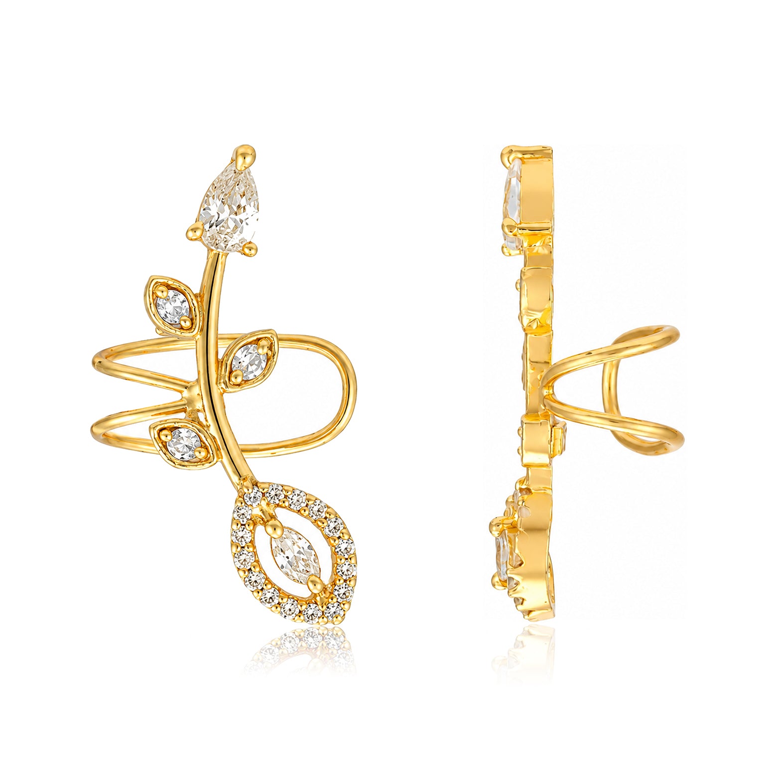 Golden Leaf Radiance 925 Sterling Silver Designer Earrings
