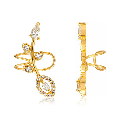 Golden Leaf Radiance 925 Sterling Silver Designer Earrings