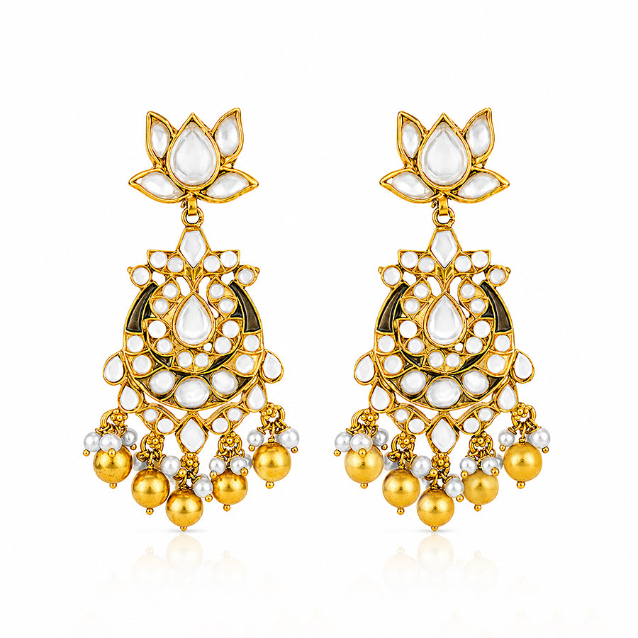Golden Lotus Majesty 925 Sterling Silver Classic Earrings