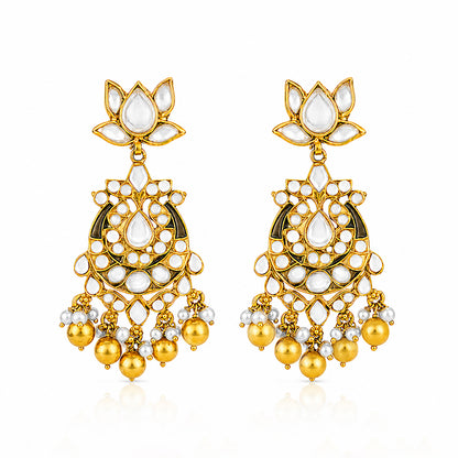 Golden Lotus Majesty 925 Sterling Silver Classic Earrings