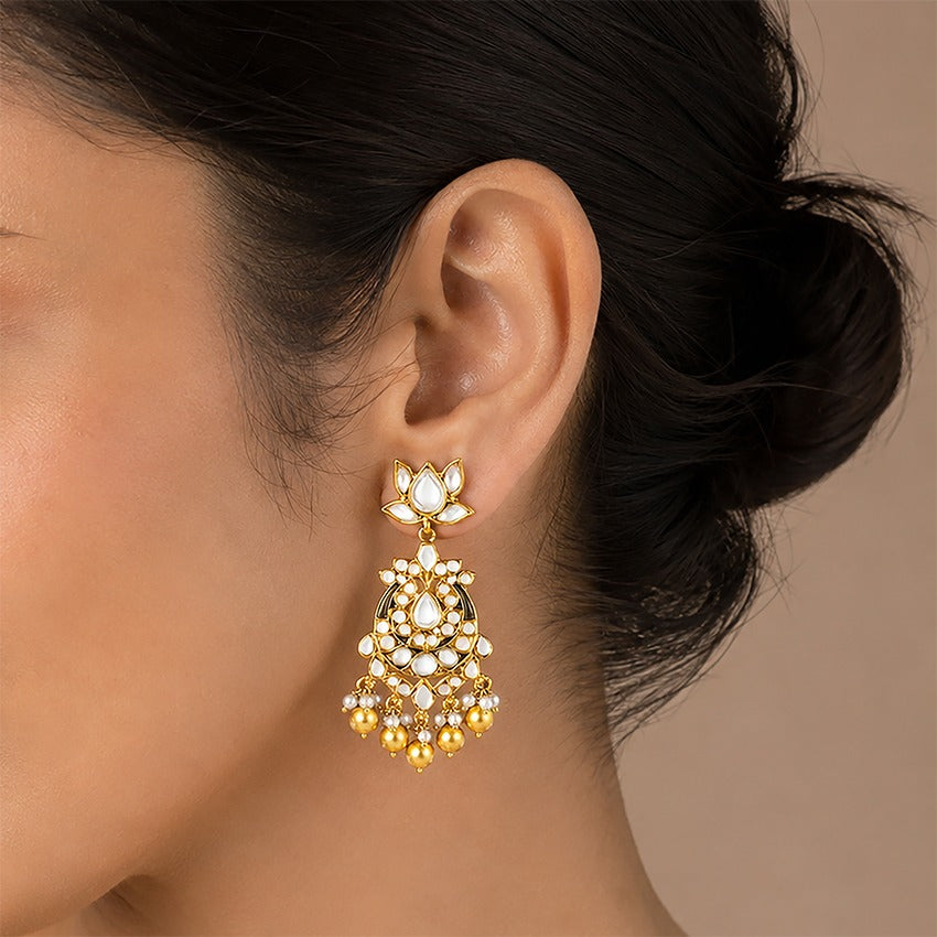 Golden Lotus Majesty 925 Sterling Silver Classic Earrings
