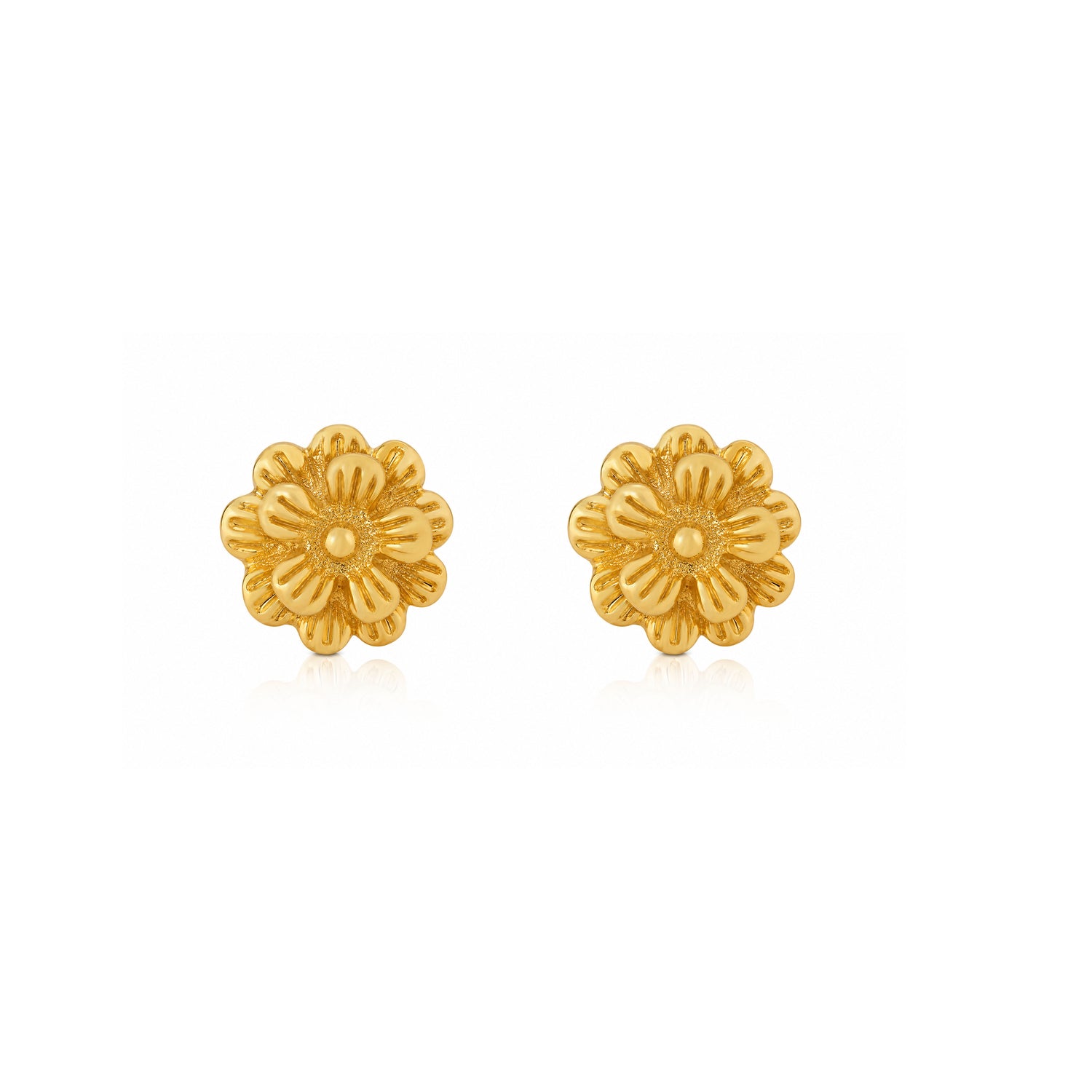 Golden Marigold Textured Floral Ear Studs