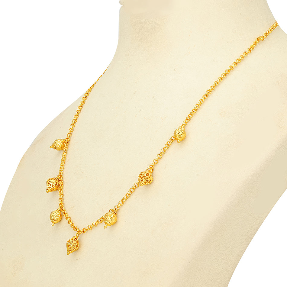 Golden Minimal Lattice Dangle 925 Sterling Silver Necklace for Women