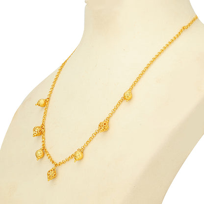 Golden Minimal Lattice Dangle 925 Sterling Silver Necklace for Women