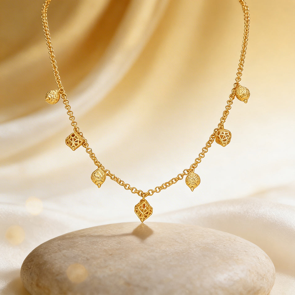 Golden Minimal Lattice Dangle 925 Sterling Silver Necklace for Women