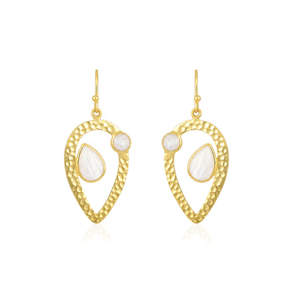 Golden Moonstone Petal 925 Sterling Silver Designer Earring