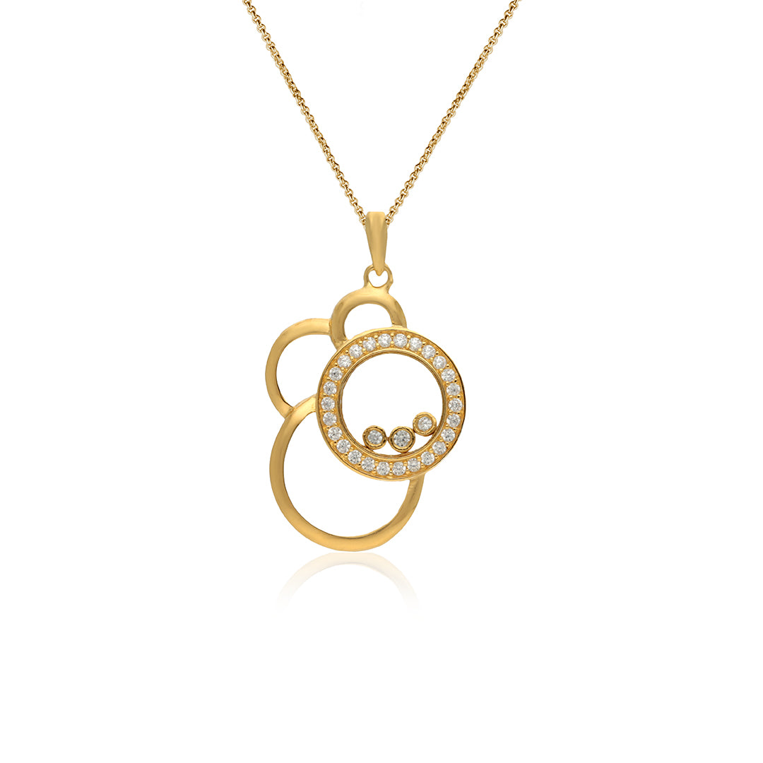 Golden Orbit 925 Sterling Silver Circle Pendant