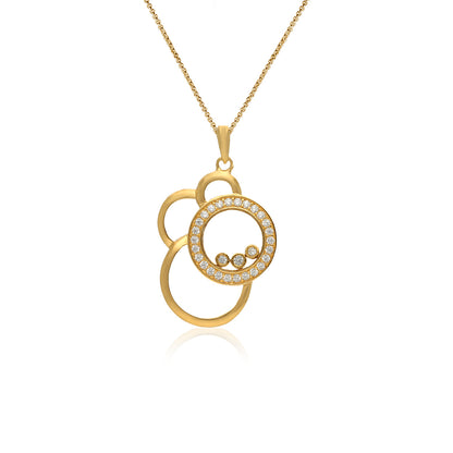 Golden Orbit 925 Sterling Silver Circle Pendant