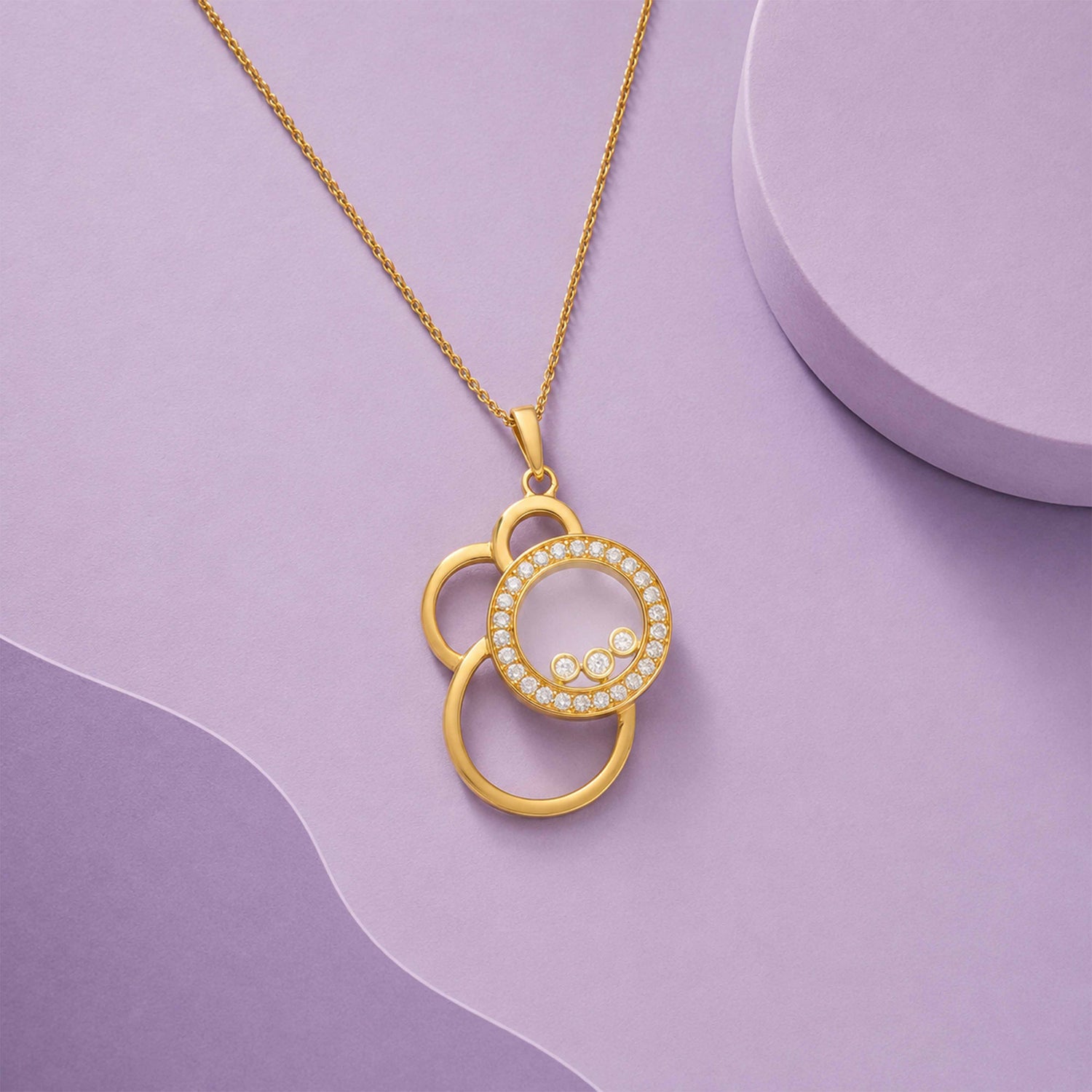 Golden Orbit 925 Sterling Silver Circle Pendant