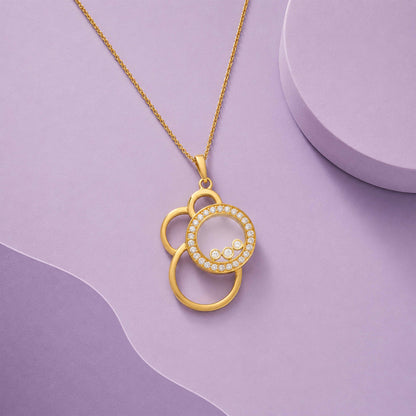 Golden Orbit 925 Sterling Silver Circle Pendant