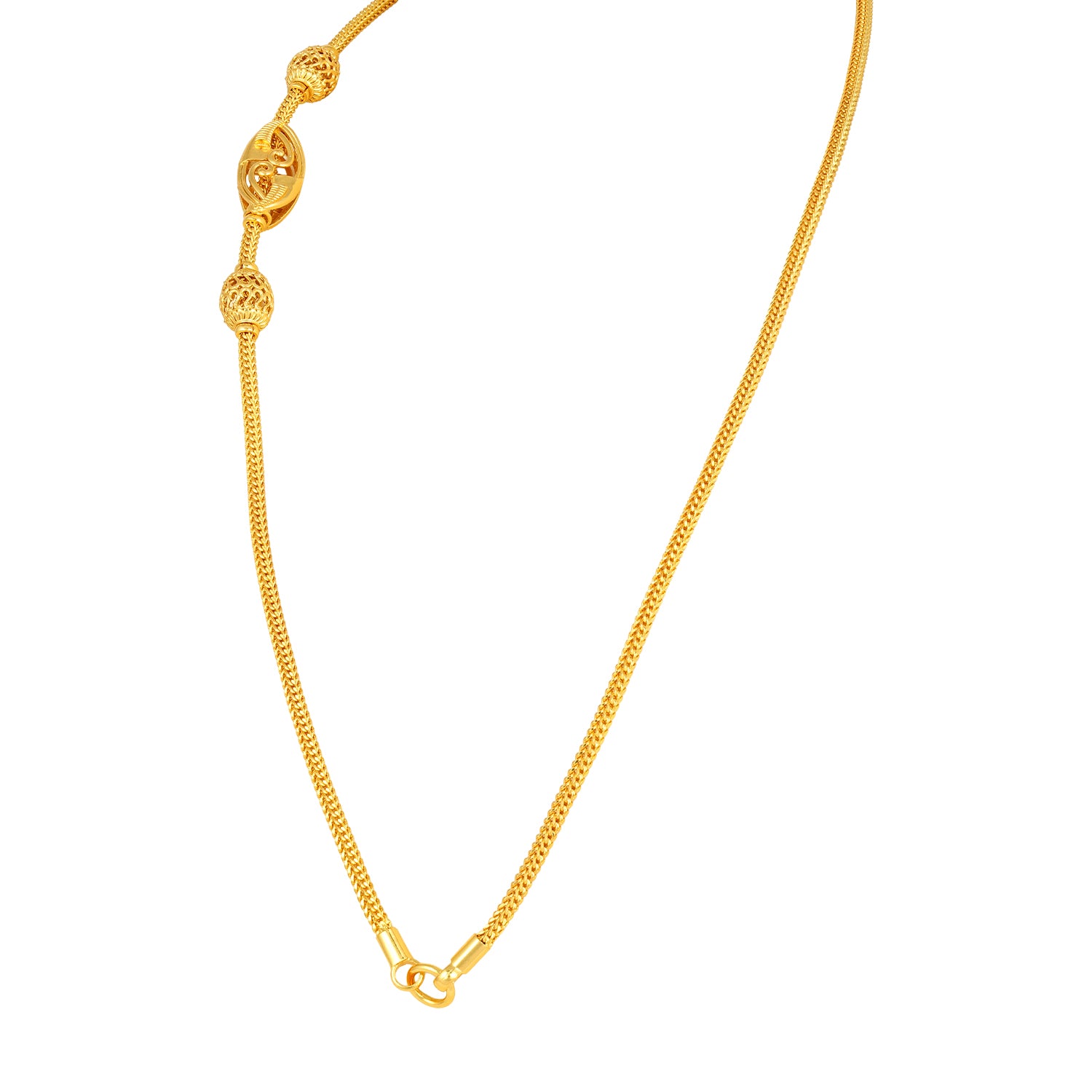 Golden Paisley Center Mugappu Filigree 925 Sterling Silver Thali Chain for Women