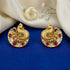 Golden Peacock Motif 925 Sterling Silver CZ Pink Accent Stud for Women