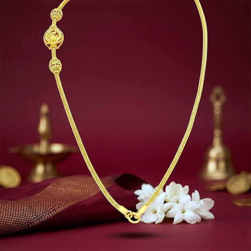 Golden Peacock Motif Mugappu 925 Sterling Silver Thali Chain for Women