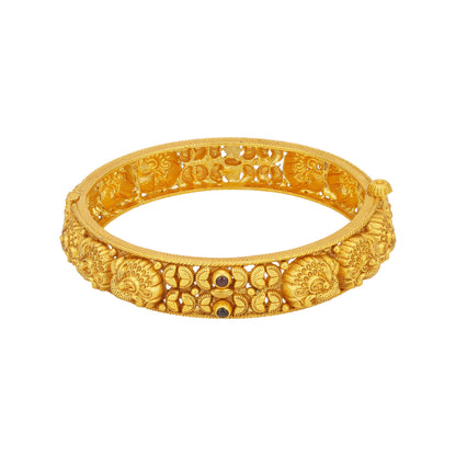 Golden Peacock Pattern 925 Sterling Silver Kada for Women