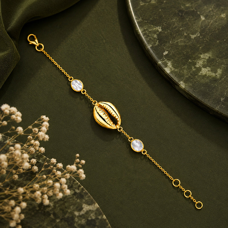 Golden Pearl Shell 925 Sterling Silver Designer Bracelet
