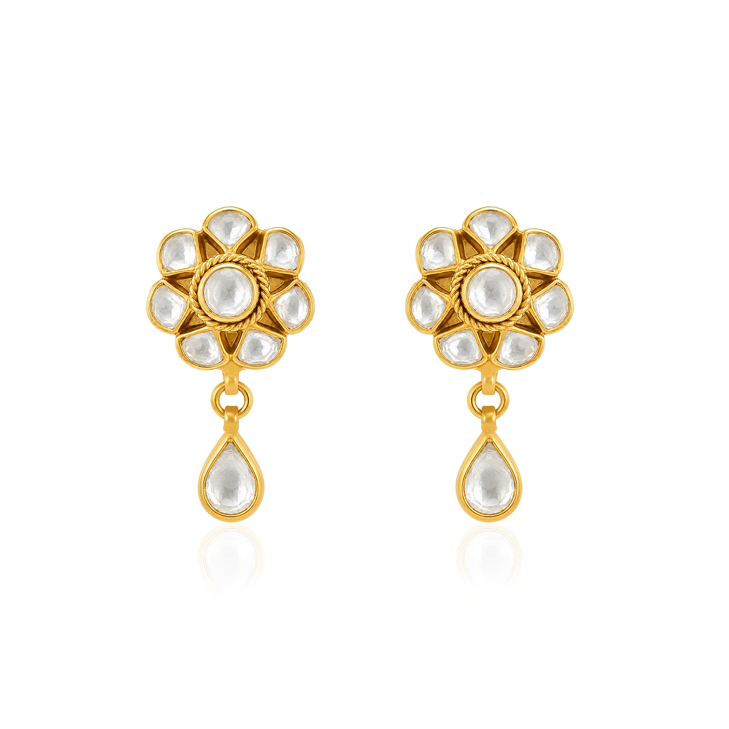 Golden Petal Brilliance 925 Sterling Silver Fashion Earrings