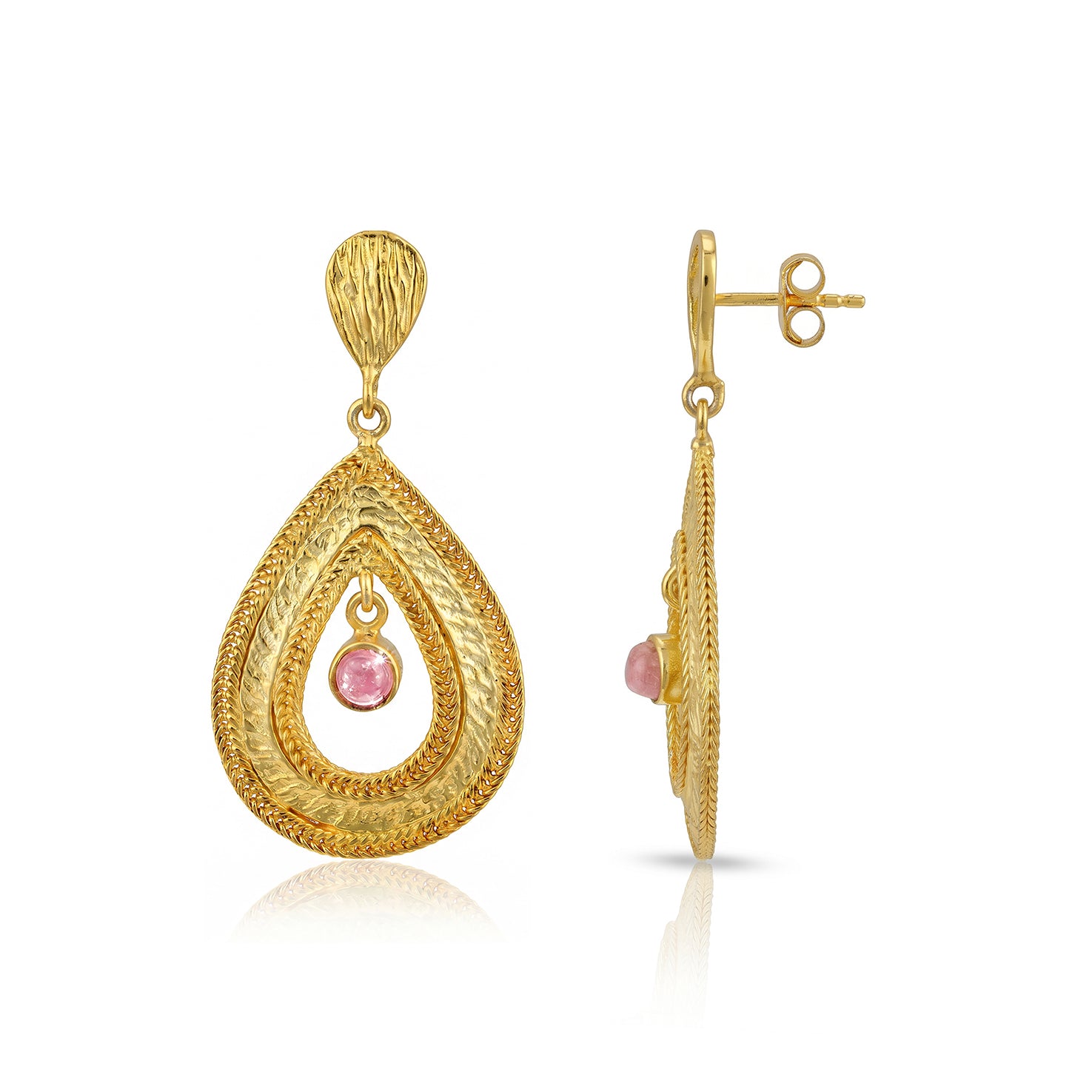 Golden Petal Radiance 925 Sterling Silver Earring
