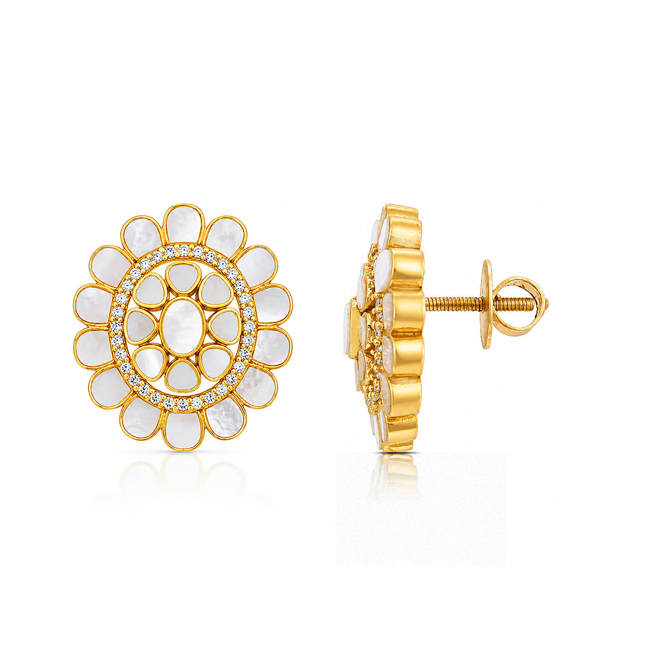 Golden Petal 925 Sterling Silver Mother of Pearl Earrings