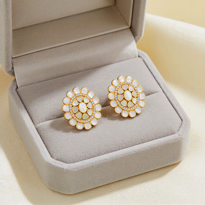 Golden Petal 925 Sterling Silver Mother of Pearl Earrings