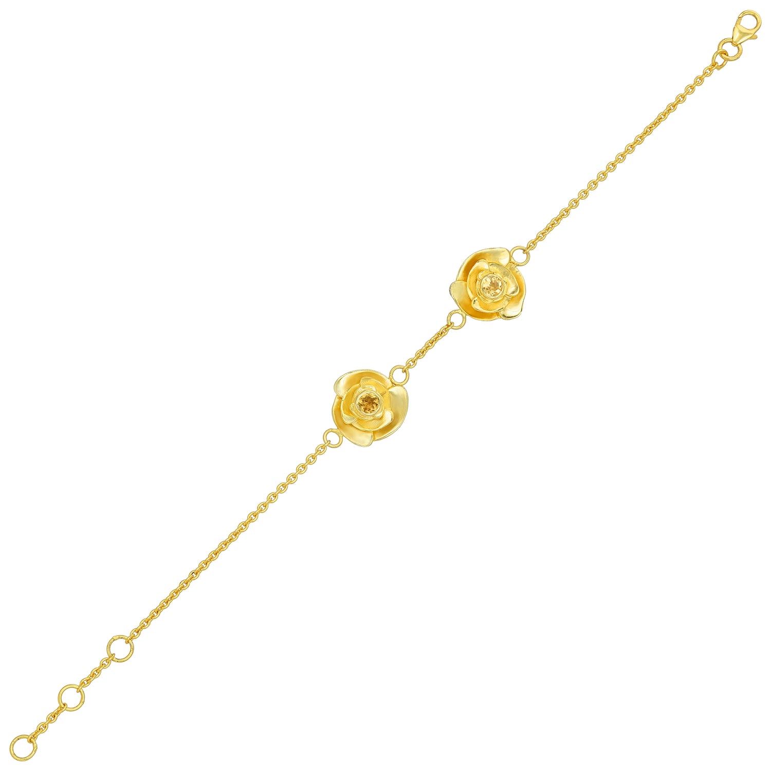 Golden Petal Duo Crystal Romantic Designer Chain Bracelet