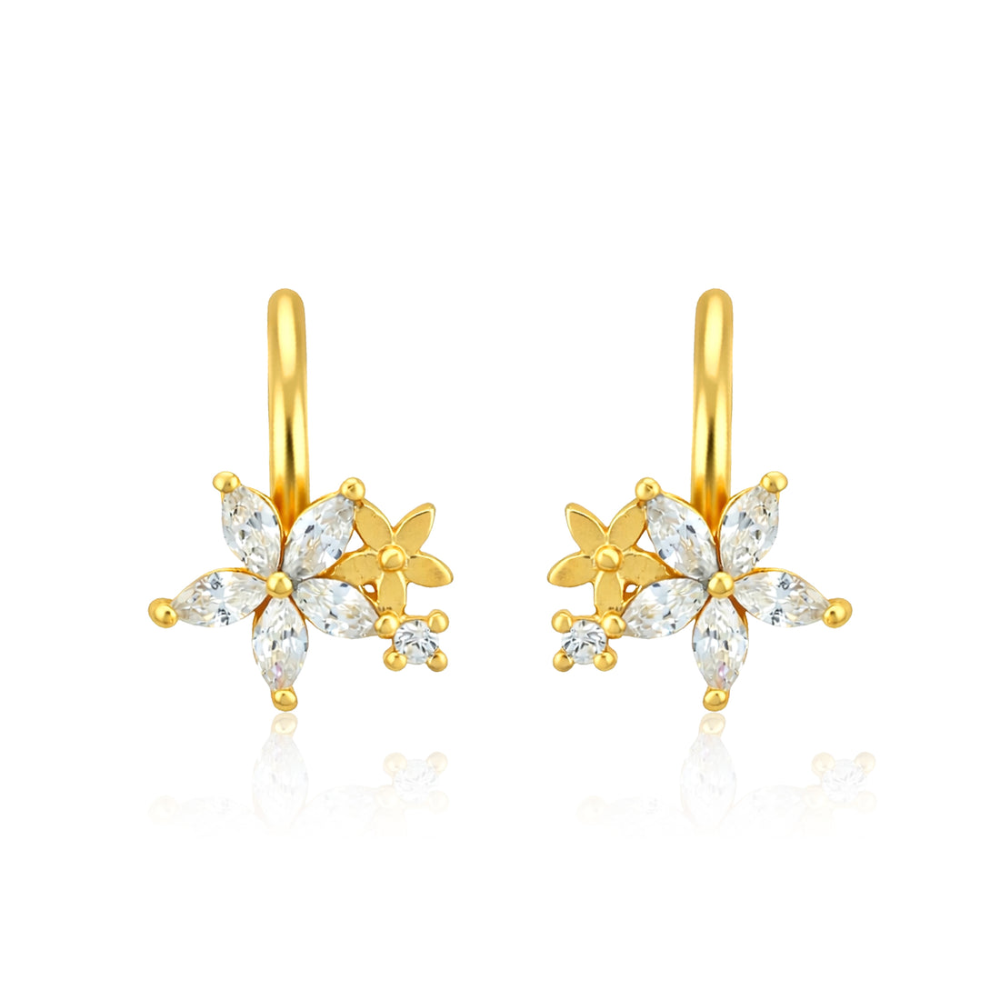 Golden Petal Radiance Non Piercing Earrings
