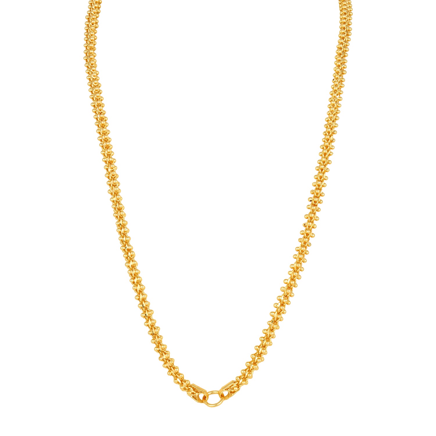 Golden Popcorn Texture Shine 925 Sterling Silver Chain for Women