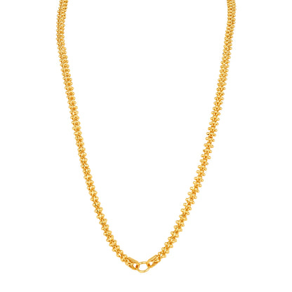 Golden Popcorn Texture Shine 925 Sterling Silver Chain for Women