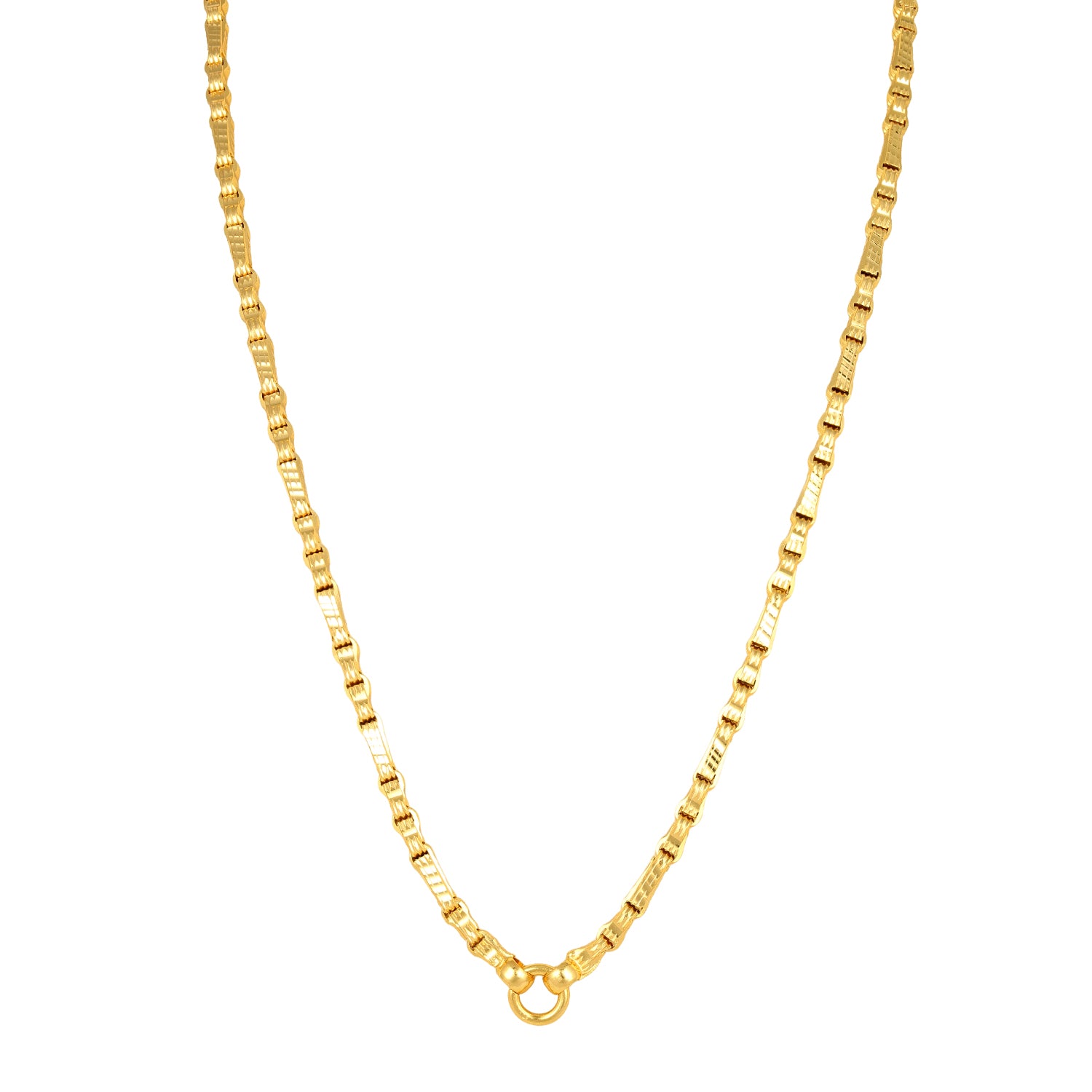 Golden Rectangular Bar Beaded Link 925 Sterling Silver Thali Chain for Women