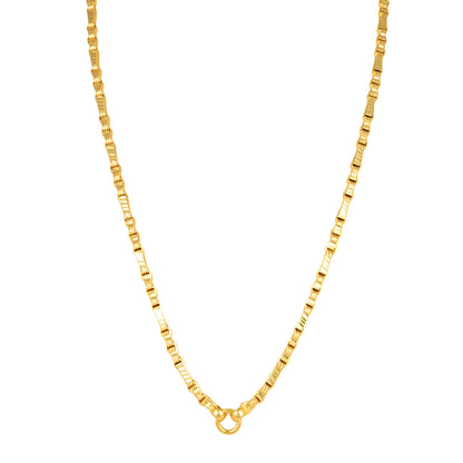 Golden Rectangular Bar Beaded Link 925 Sterling Silver Thali Chain for Women