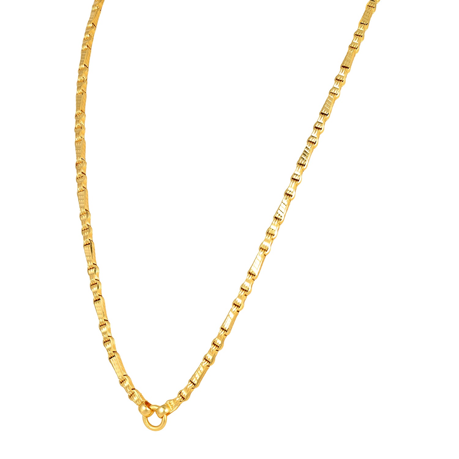 Golden Rectangular Bar Beaded Link 925 Sterling Silver Thali Chain for Women