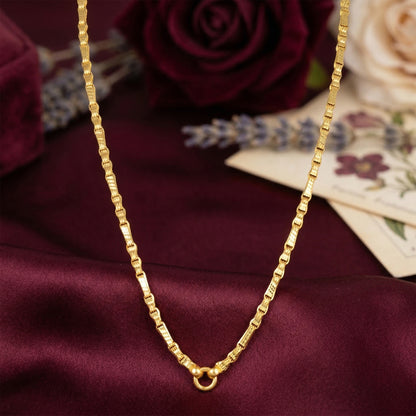 Golden Rectangular Bar Beaded Link 925 Sterling Silver Thali Chain for Women