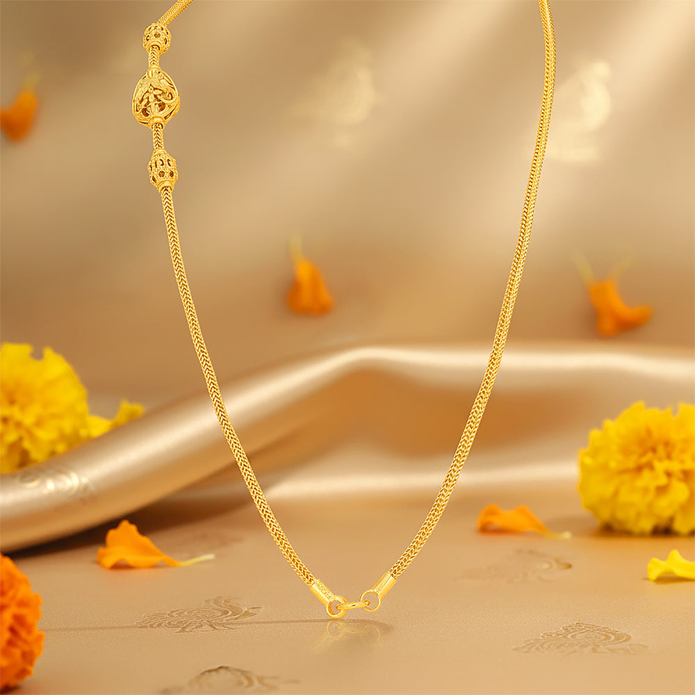 Golden Royal Mugappu Pattern 925 Sterling Silver Thali Chain for Women