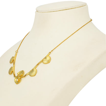Golden Seashell Cascade Elegant Coastal Designer Statement Necklace