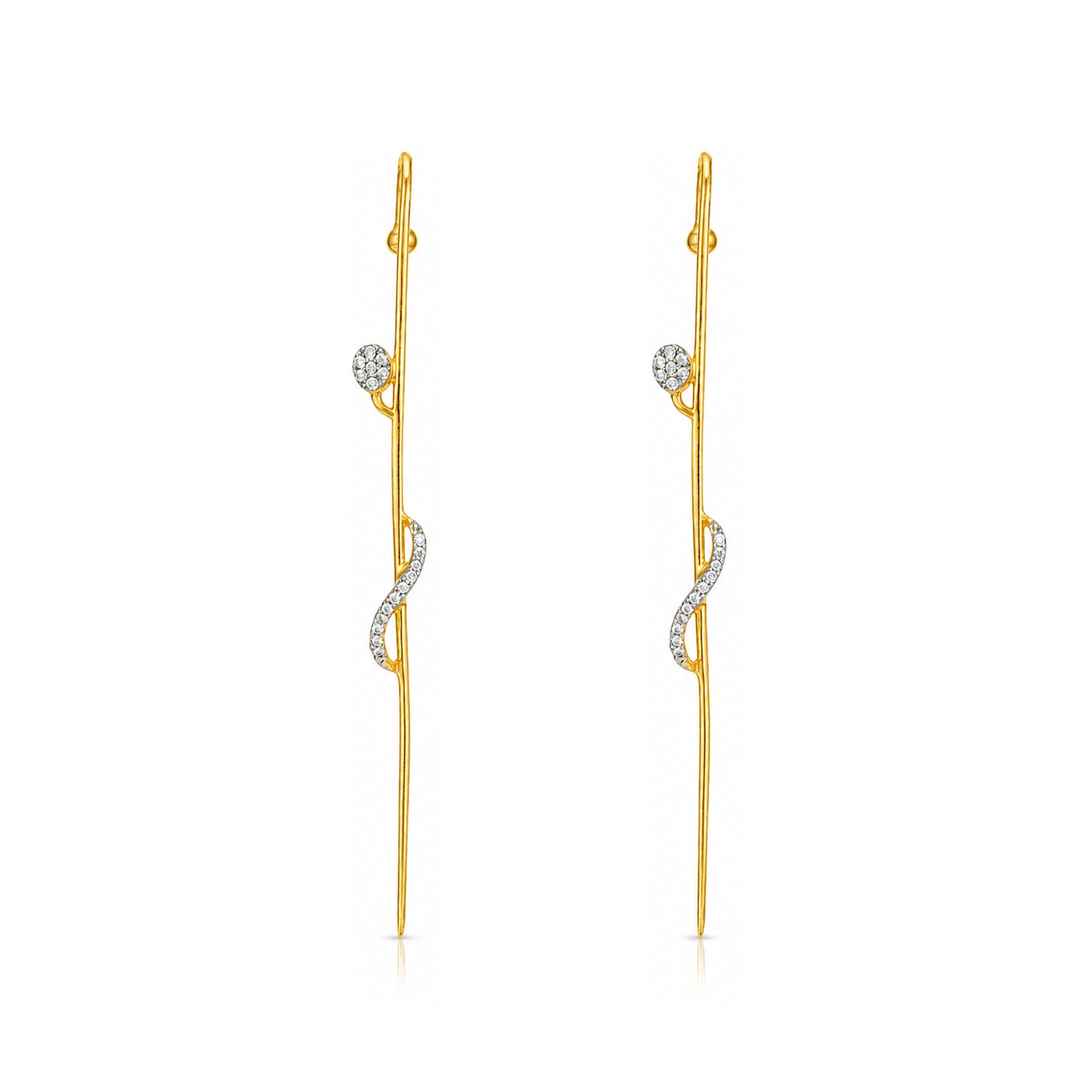 Golden Serpentine Sparkle 925 Sterling Silver Designer Earrings