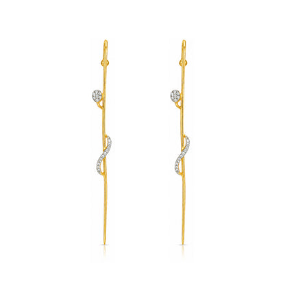 Golden Serpentine Sparkle 925 Sterling Silver Designer Earrings