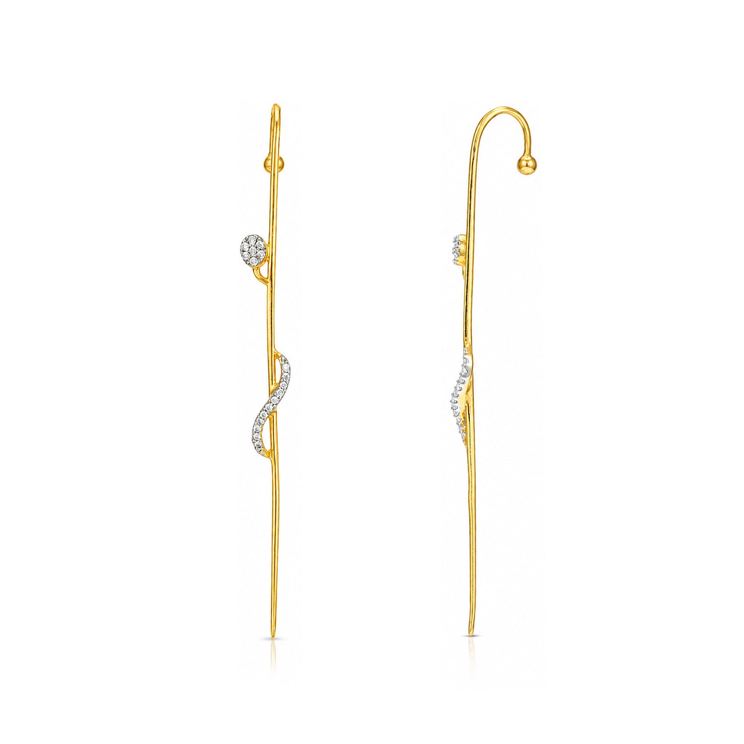 Golden Serpentine Sparkle 925 Sterling Silver Designer Earrings