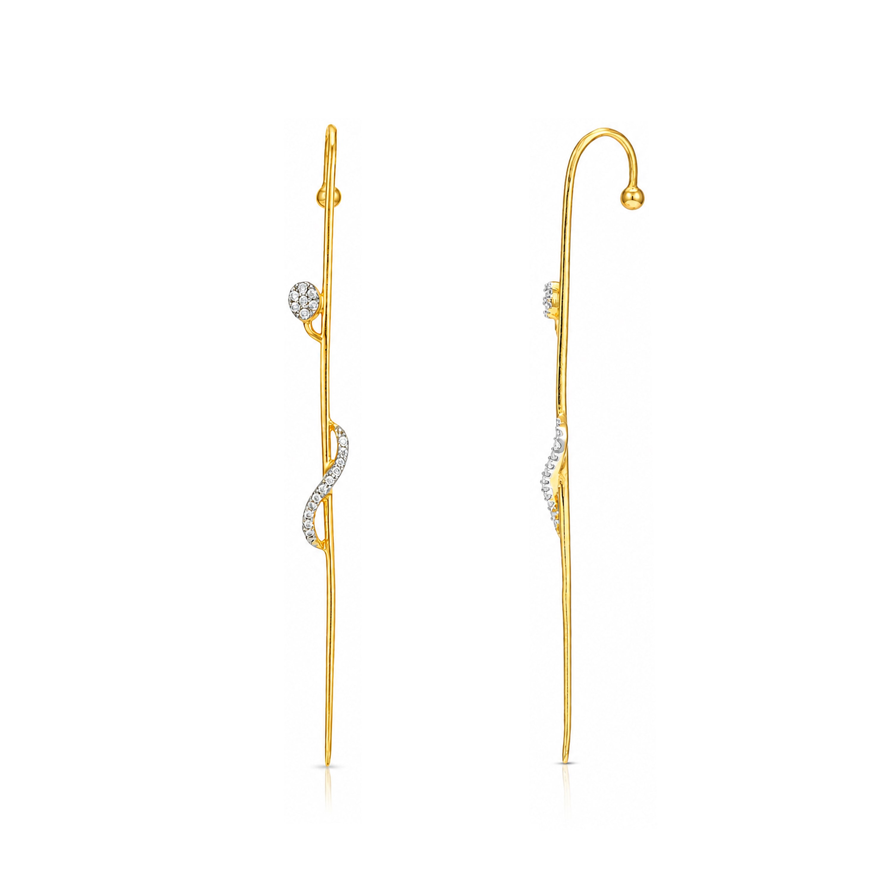 Golden Serpentine Sparkle 925 Sterling Silver Designer Earrings