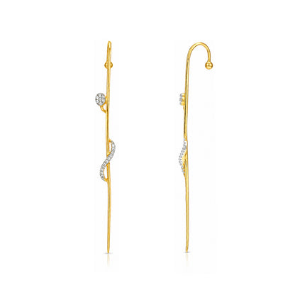 Golden Serpentine Sparkle 925 Sterling Silver Designer Earrings