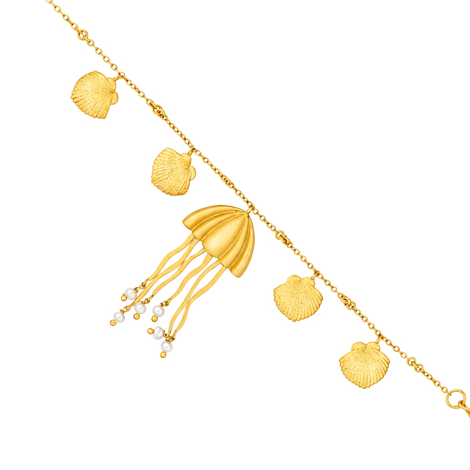 Golden Shell Tassel 925 Sterling Silver Chain Bracelet