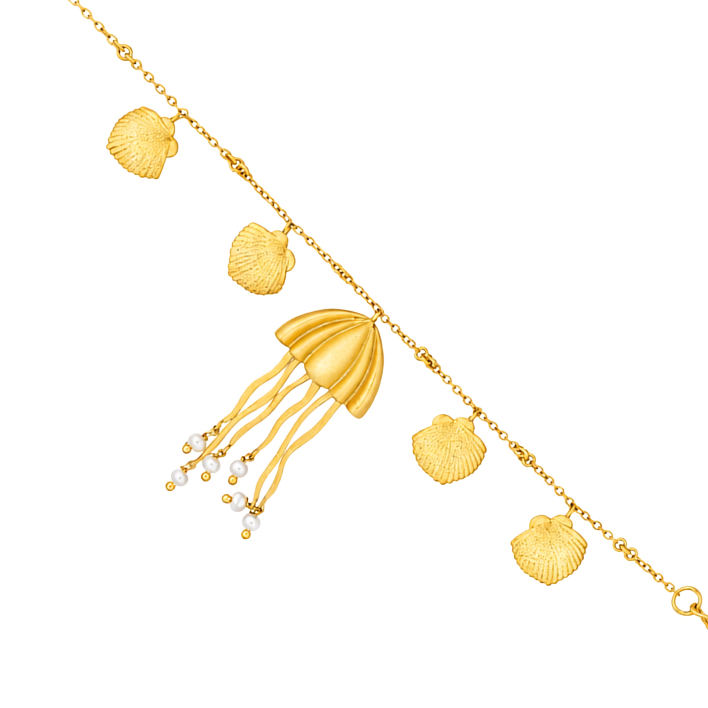 Golden Shell Tassel 925 Sterling Silver Chain Bracelet