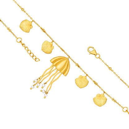 Golden Shell Tassel 925 Sterling Silver Chain Bracelet