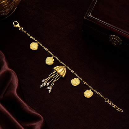 Golden Shell Tassel 925 Sterling Silver Chain Bracelet
